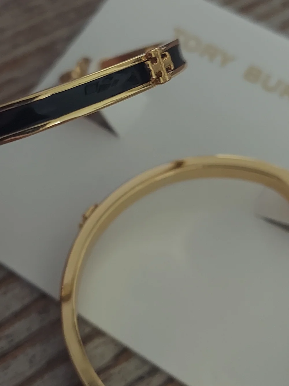 Tory Burch Gold/Black Hoop Earrings - Classic Women's Jewelry